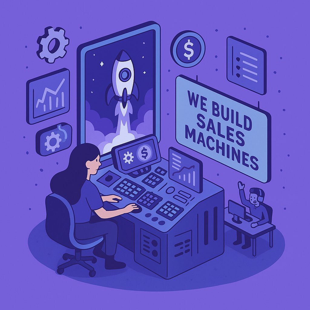 Illustration of a designer building high-performance sales websites with fast 3-4 week turnaround